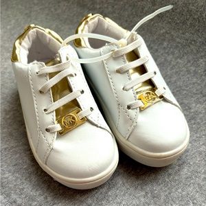 Michael Kors toddler girl sneakers with gold detail